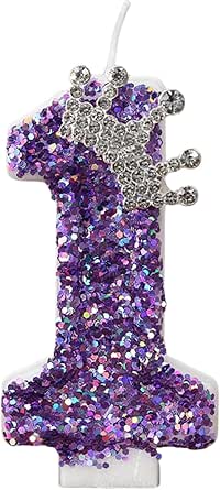 Amazon.com: Purple Crown Birthday Candle 1st Cake Topper Decor One Year