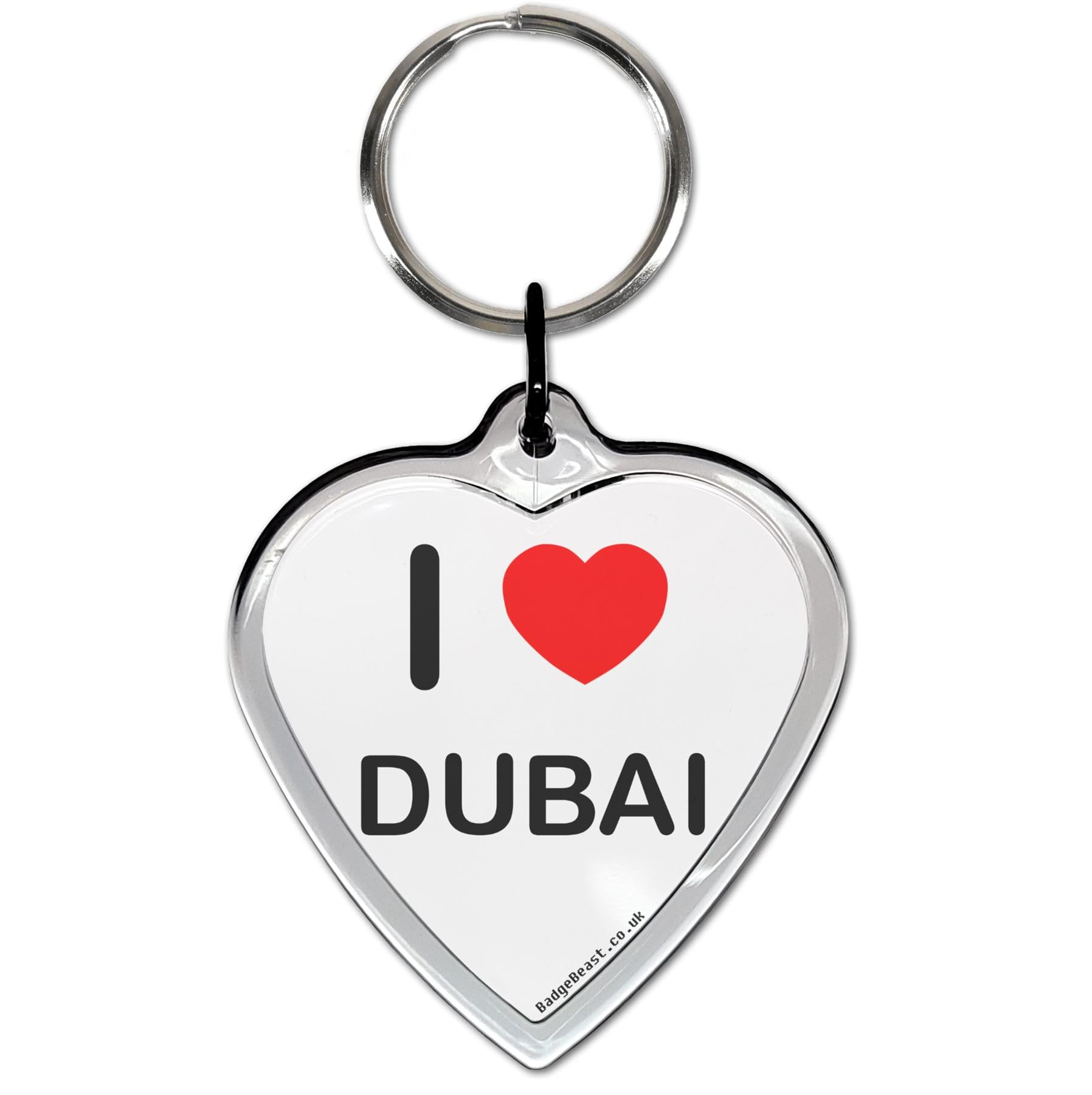 BadgeBeast.co.ukI Love Dubai Heart Shaped Key Ring