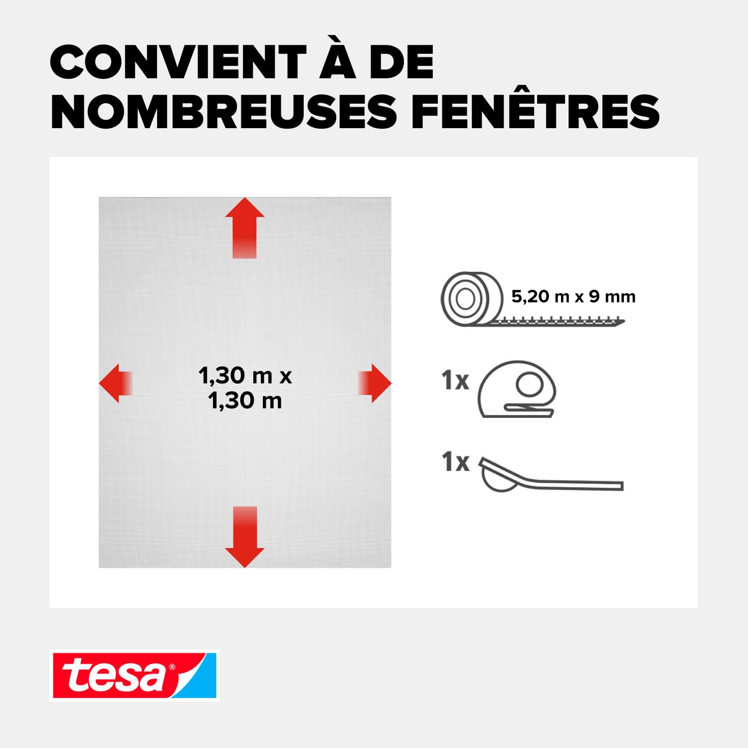 Tesa INSECT STOP Moustiquaire Auto-agrippante Premium 2x 130x130cm Anthrac.