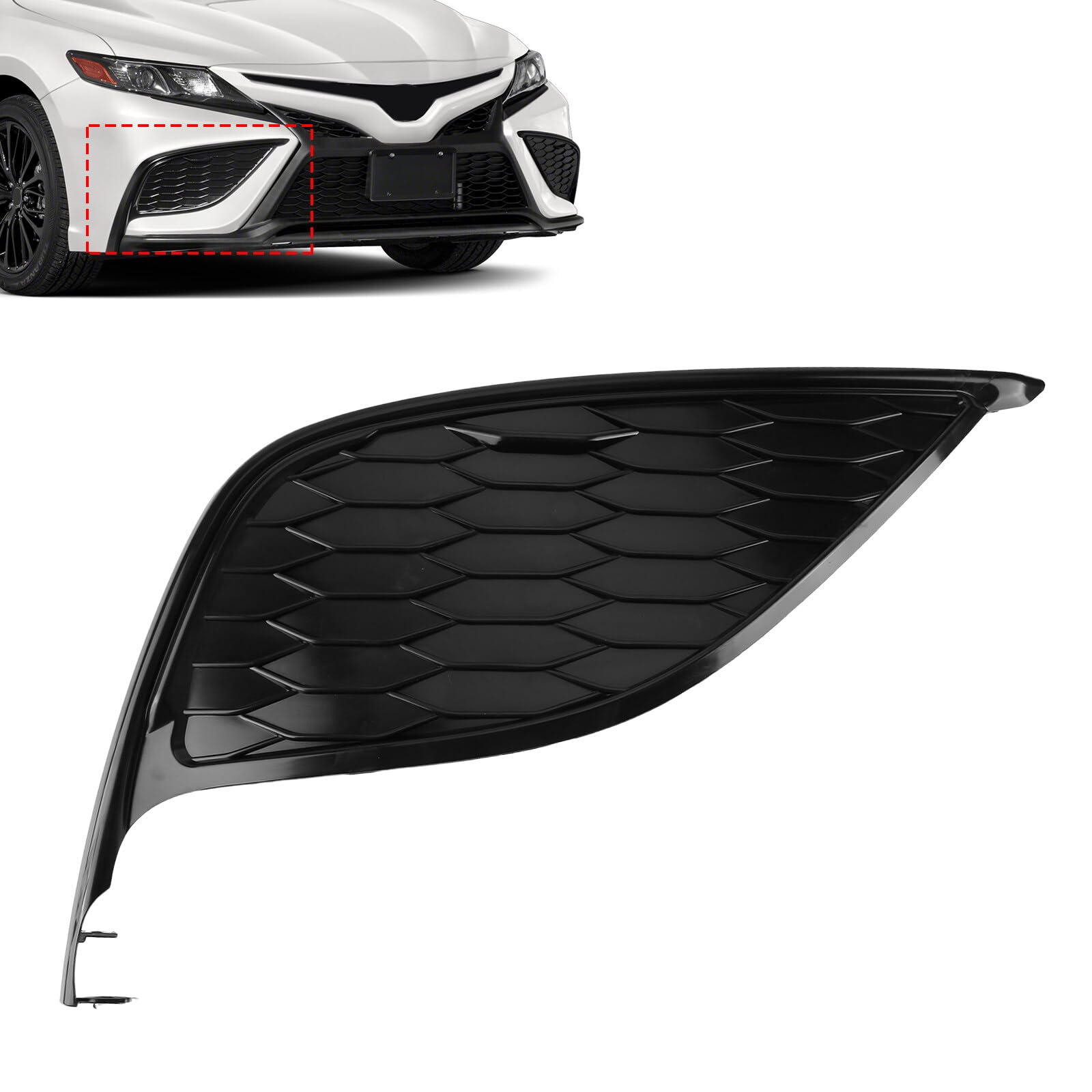 Right Side Fog Light Cover For 2018-2020 Toyota Camry SE - Black Textured Replacement
