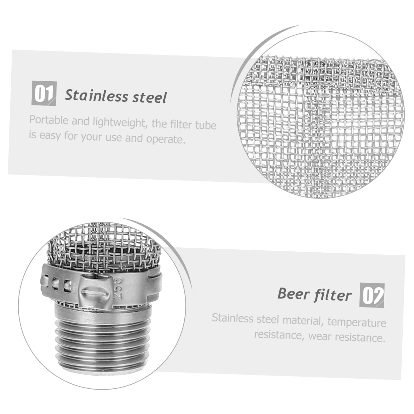 HOLIDYOYO 1pc Stainless Steel Filter Tube for Home Brewing Stainless Steel Hop Strainer Dry Filter Hose for Beer and Wine Making Easy to Clean for Outdoor Gatherings