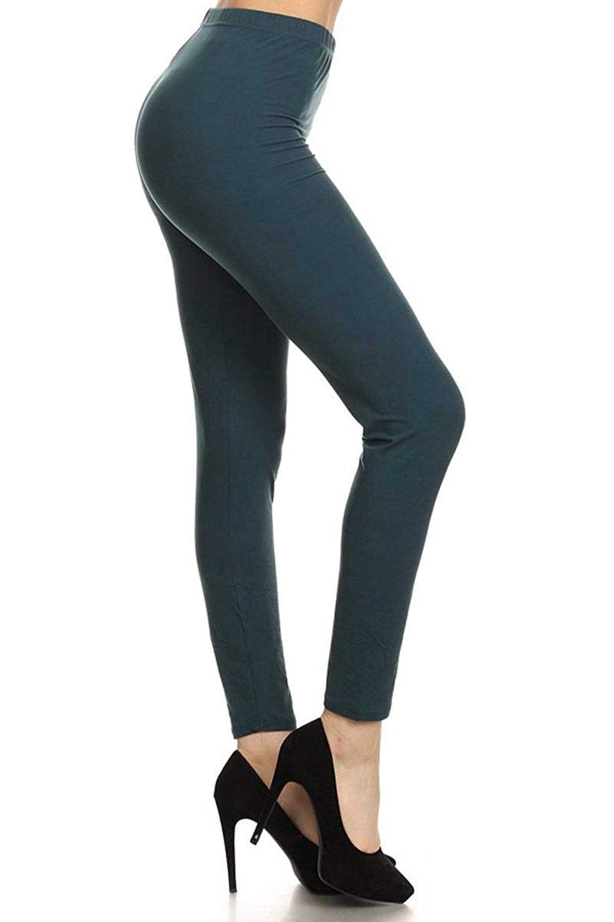 Leggings Depot Women's High Waisted No-Roll Leggings, 1" Waistband