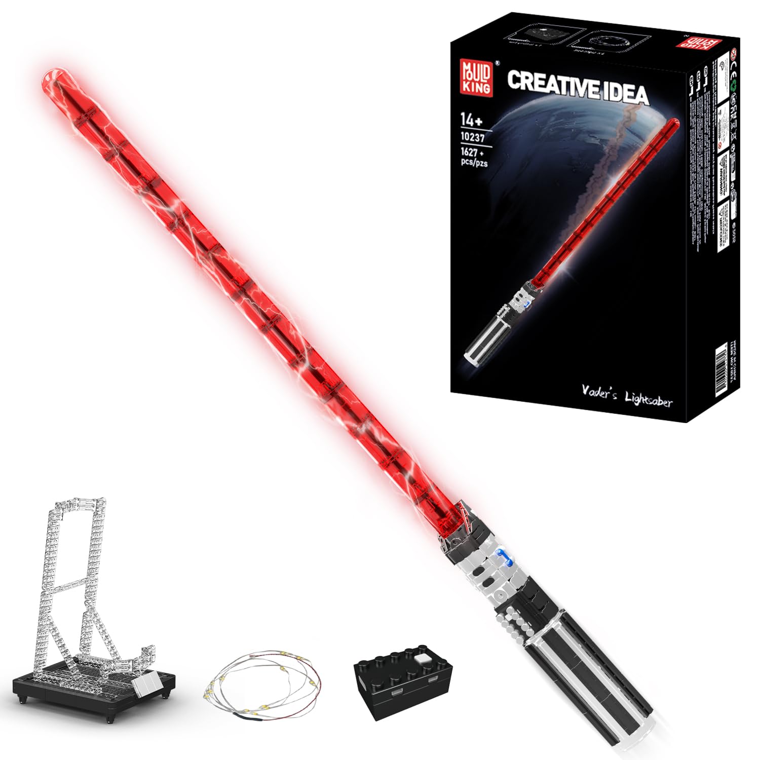 Mould King 10237 Sci-Fi Saber Building Kit, Dark Warrior Inspired Collectible Lightsaber Model