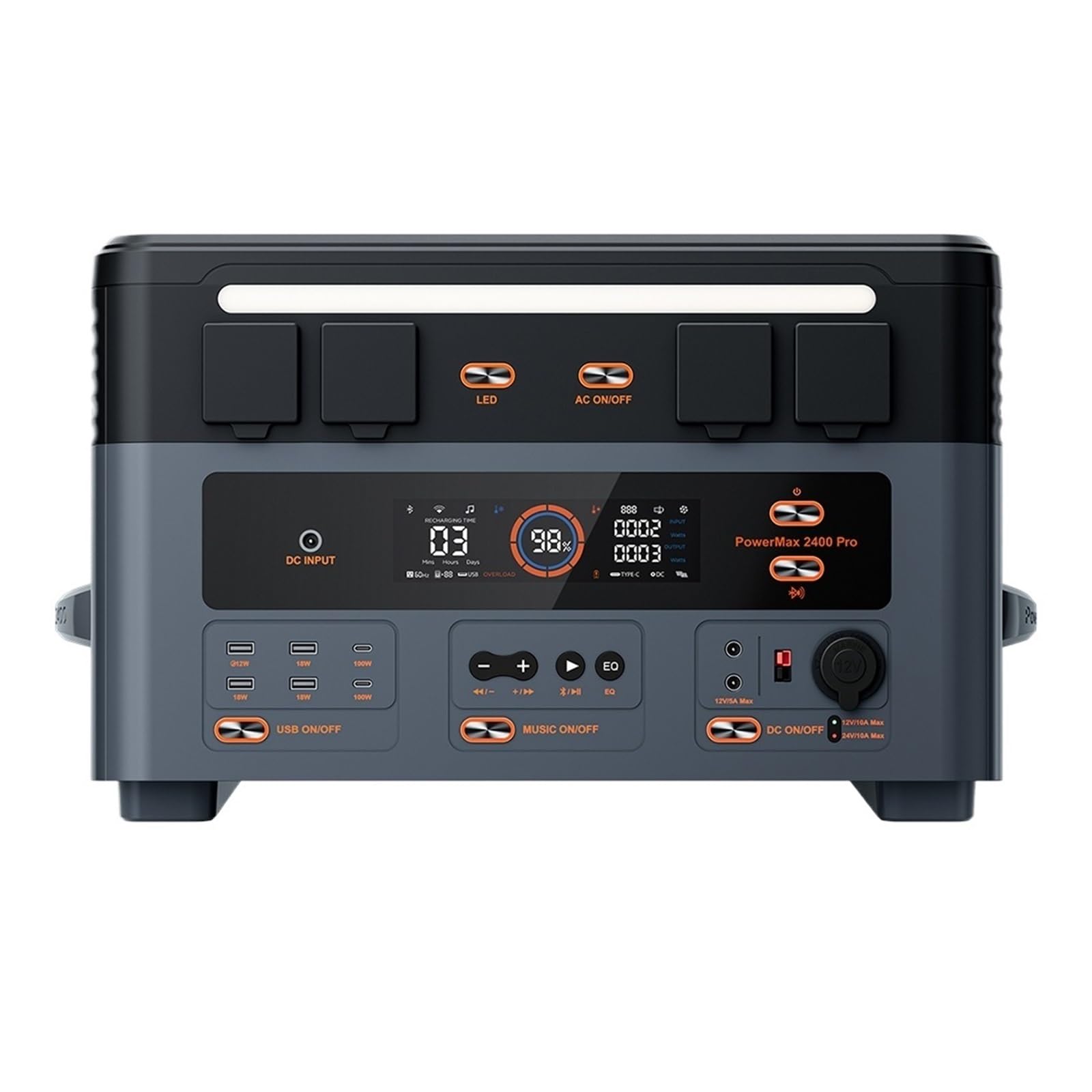 Centrale Électrique Portable 2400 Pro, Générateur Extérieur 2016Wh 2400W, 3500 Cycles LiFePO4, Deux Haut-parleurs, Application Intelligente LéGer Et Portable