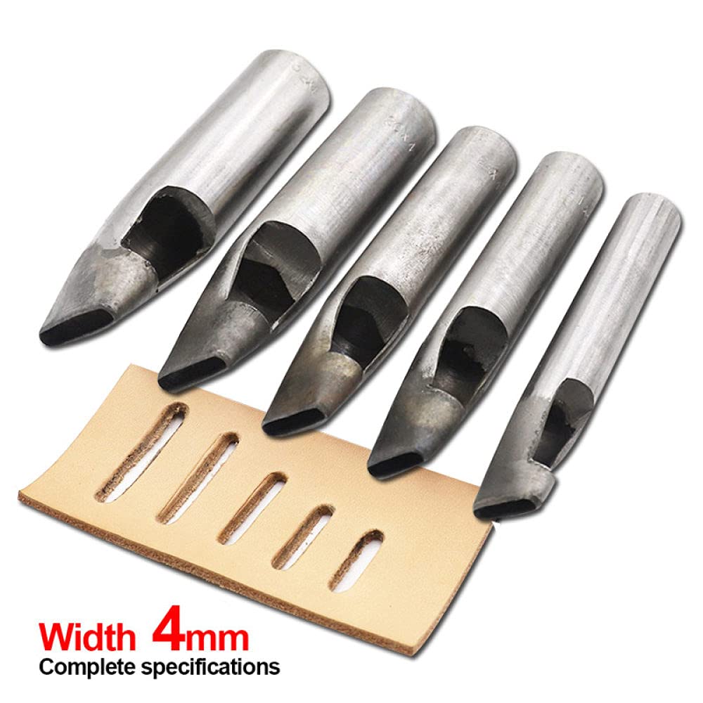 1 szt.Szerokość 4mm skórzany owalny kształt dziurkacz owalny kąt rozstawienie paska narzędzia do dziurkowania DIY Craft skórzany dziurkacz narzędzie do wiercenia otworów, 19mm X 4mm