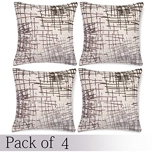 Image of HOKIPO Polyester Blend Stretchable Cushion Cover for Sofa 16 inch x 16 inch, Pack of 4 (AR-4098-D7*4),Multicolor