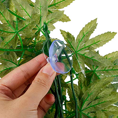Reptile Branches , Artificial Flowers Accessories For Habitat Realistic Hanging Suction Cups Sticks For Climbing Silk Leaves Decoration ,Snake Bird Yurtles Gecko Tree Frog reptile vines Tank Decor - Thumbnail 4