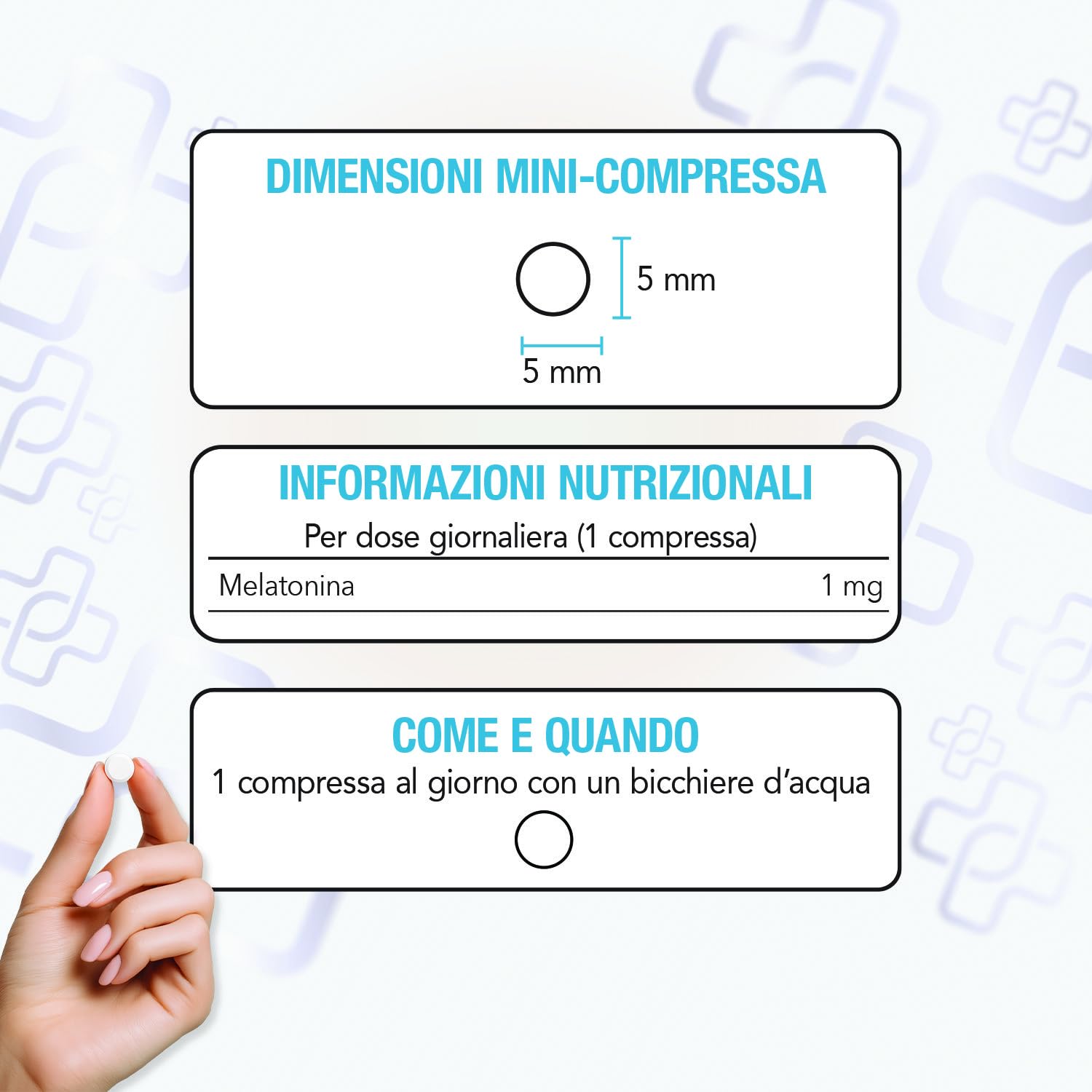 Melatonina Per Dormire Meglio – 1 mg per compressa – Caramelle melatonina forte e pura, senza zucchero – Allevia Jet Lag, Pastiglie per dormire come un Sonnifero Naturale Sonno zZZ – PiùLife