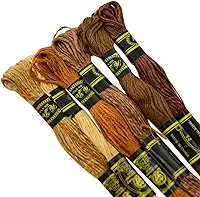 Linha Meada Degradê Mix 01 – Pacote com 6 Meadas em Tons de Marrom para Bordado, Ponto Cruz, Crochê e Artesanato