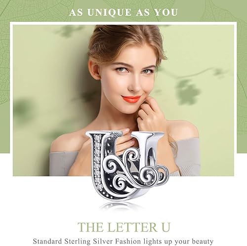 Miniatura 3 de Pulsera de plata esterlina 925 maciza con inicial A-Z Charm Pandora Europea Pulsera Collar Mujer Joyería Regalo