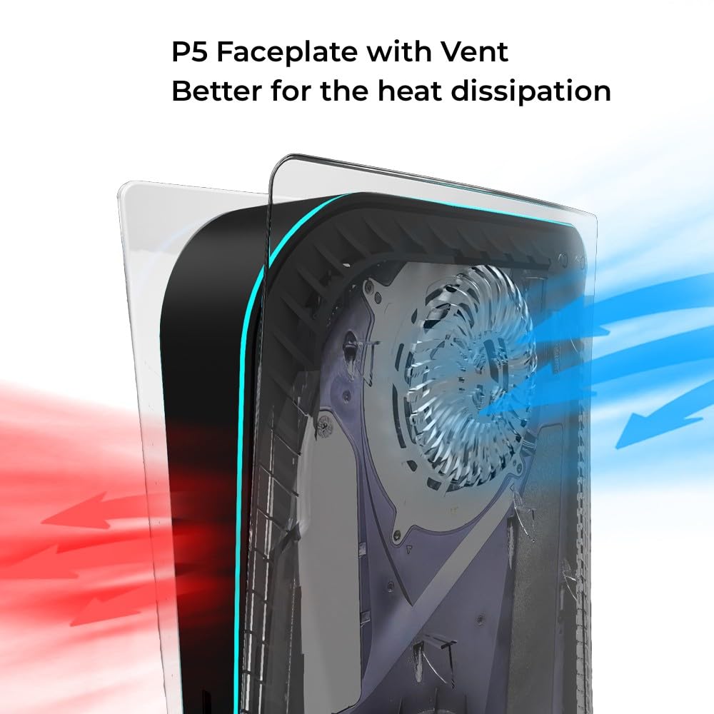 Custodia trasparente per piastra di copertura PS5 per PS5 Custodia di ricambio per Disc Playstation 5, custodia rigida antiurto piastre laterali pelle per console versione disco PS5 trasparente