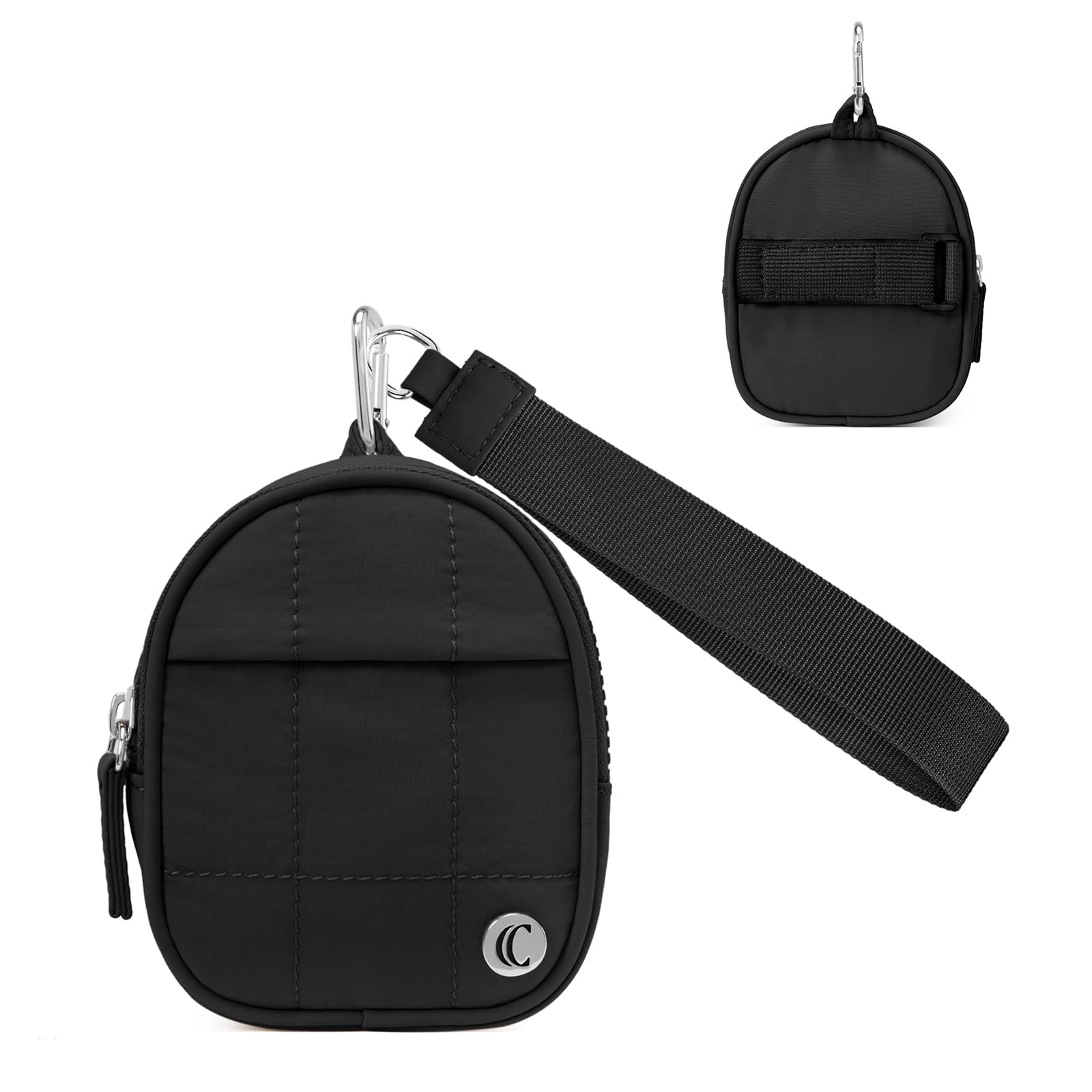 CLUCI Mini Backpack Keychain Wallet Small Change Quilted Coin Purse Cute Puffer Wristlet Pouch with 3 RFID Card Slots