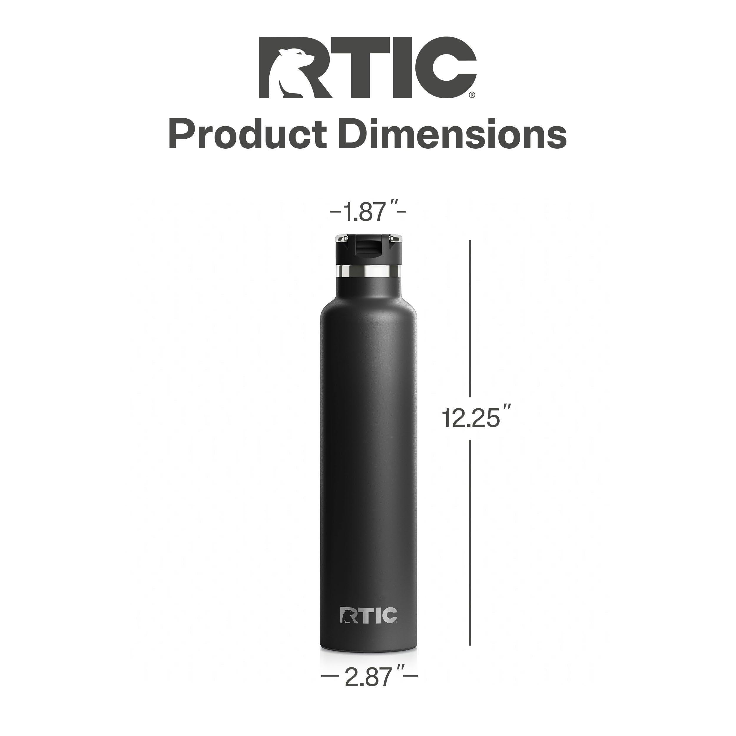 RTIC 26oz Journey Bottle – Stainless Steel Vacuum Insulated Water Bottle With Ceramic Lining, Flip Straw Lid, Handle & Silicone Base, White