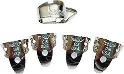 Dedos e palhetas de dedo Dunlop de prata de níquel, 0,45 cm, pacote com 5 jogadores