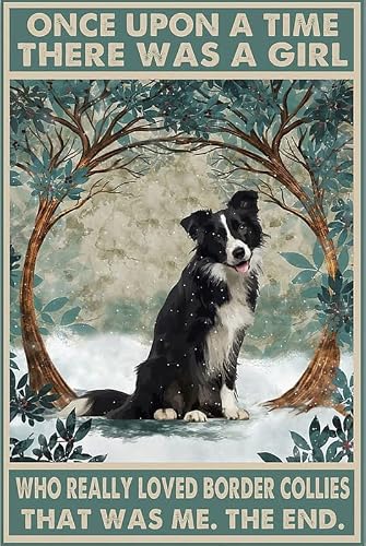 Yelacecca Girls Tin Sign A87155 Once Upon A Time There Was A Who Really Loved Border Collie Dog Metal Vintage Funny Plaque Poster For Man Cave Garage Bar Pub Beer Wall Decor Art Vintage Metal Sign Poster 8X12 Inches