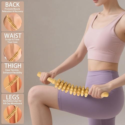 Miniatura 4 de Herramientas de masaje de terapia de madera 6 en 1 y kit de masajeador de drenaje linfático - Maderoterapia juego de escultura corporal de madera