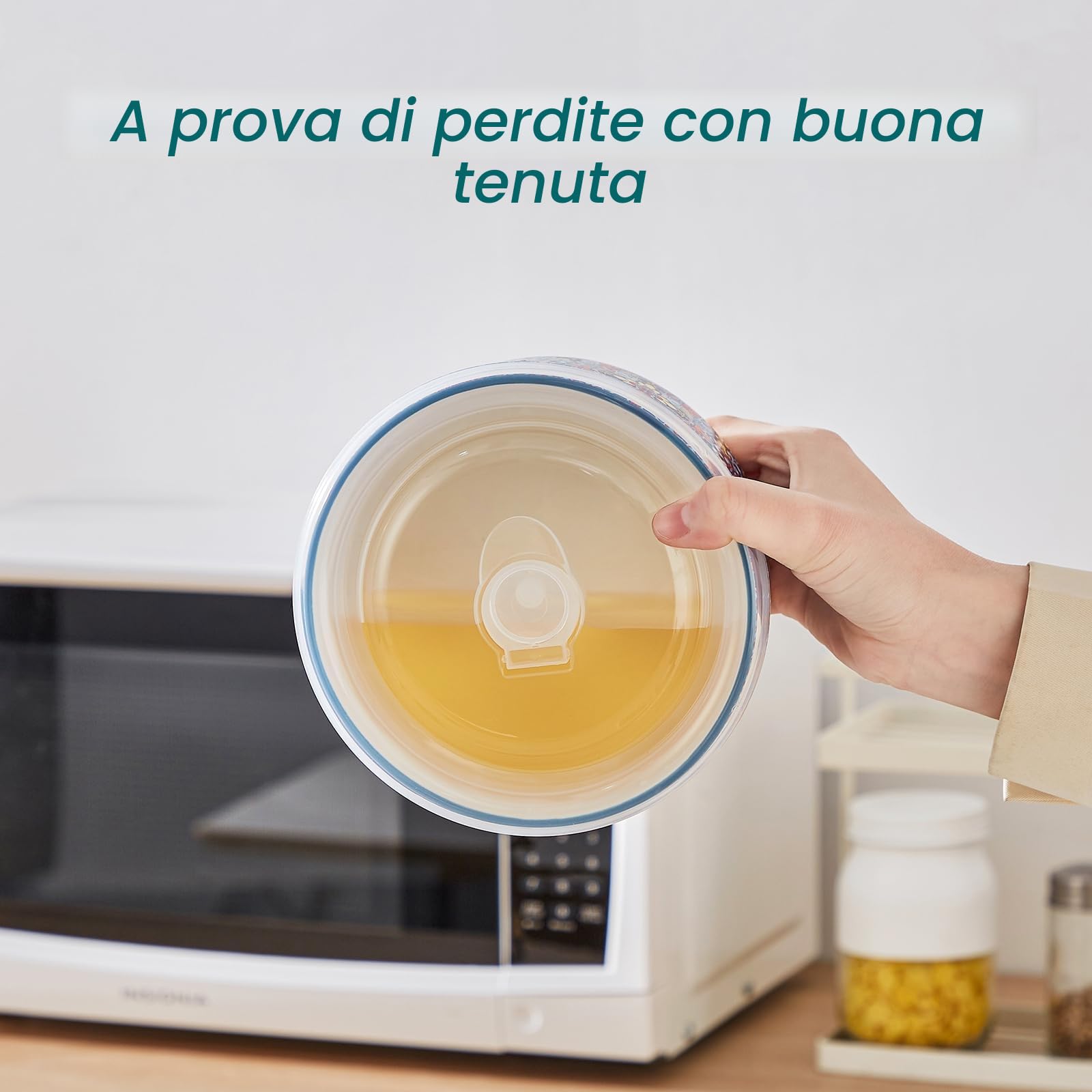 vancasso Set di 4 Ciotole in Ceramica con Coperchio della Linea SIMI - Scodelle Zuppa e Insalatieri Hermetiche 1080ml - per Pranzo, Picnic, Cucina e Conservazione (Cereali, Minestra)