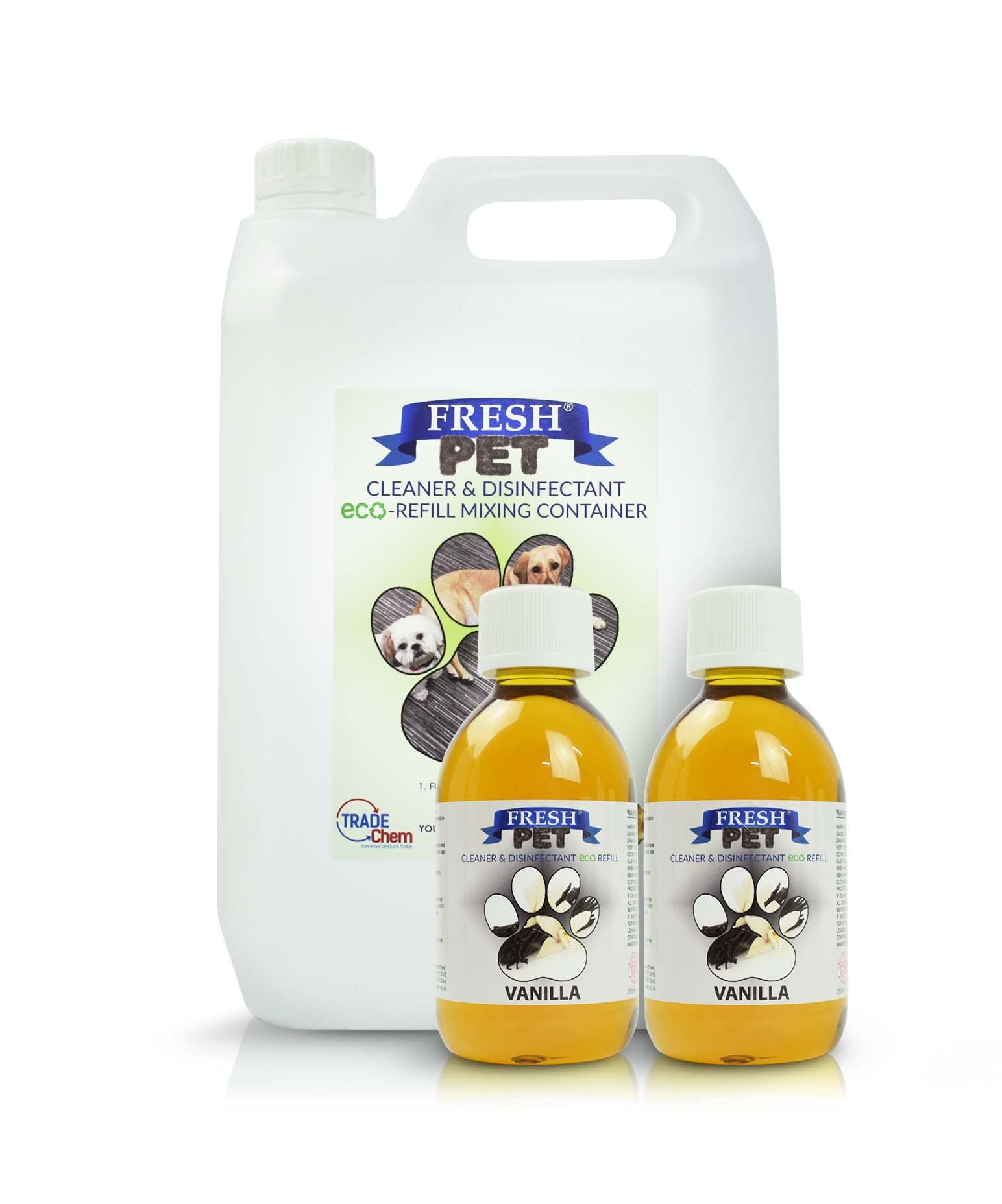 Trade Chemicals Fresh Pet eco-Refill Kennel Disinfectant 2x 250ml w/Empty 5L (Vanilla)