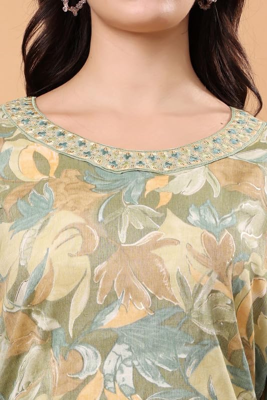 Image of London Hills Women Printed Kurta with Pant Salwar Suit Set || Plazo Kurti Cotton Set