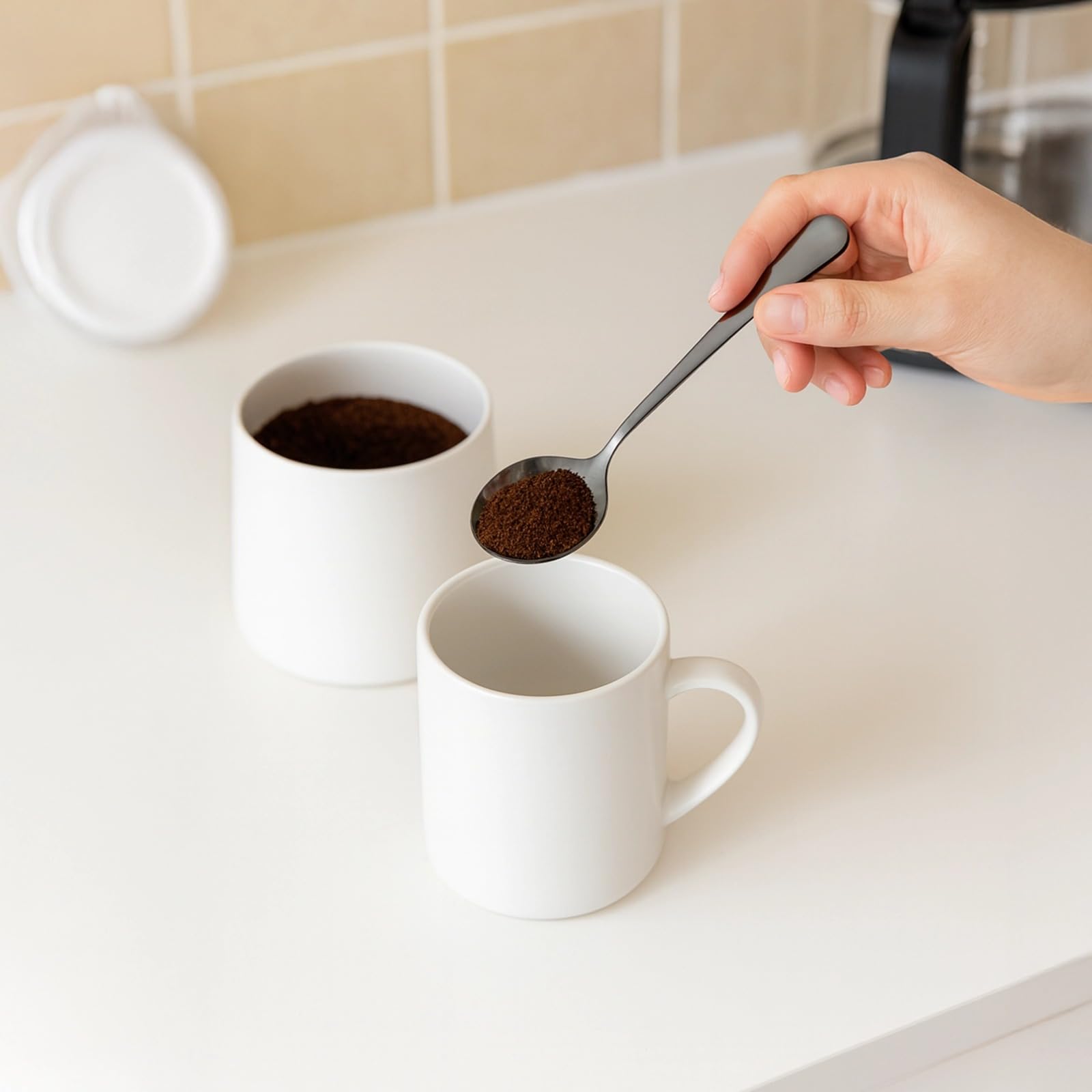 Lot de 2 cuillères de coffee cupping, 16,2 cm en acier inoxydable 304 avec revêtement noir, cuillère à café pour torréfacteurs, nettoyage facile, poids de 50 g