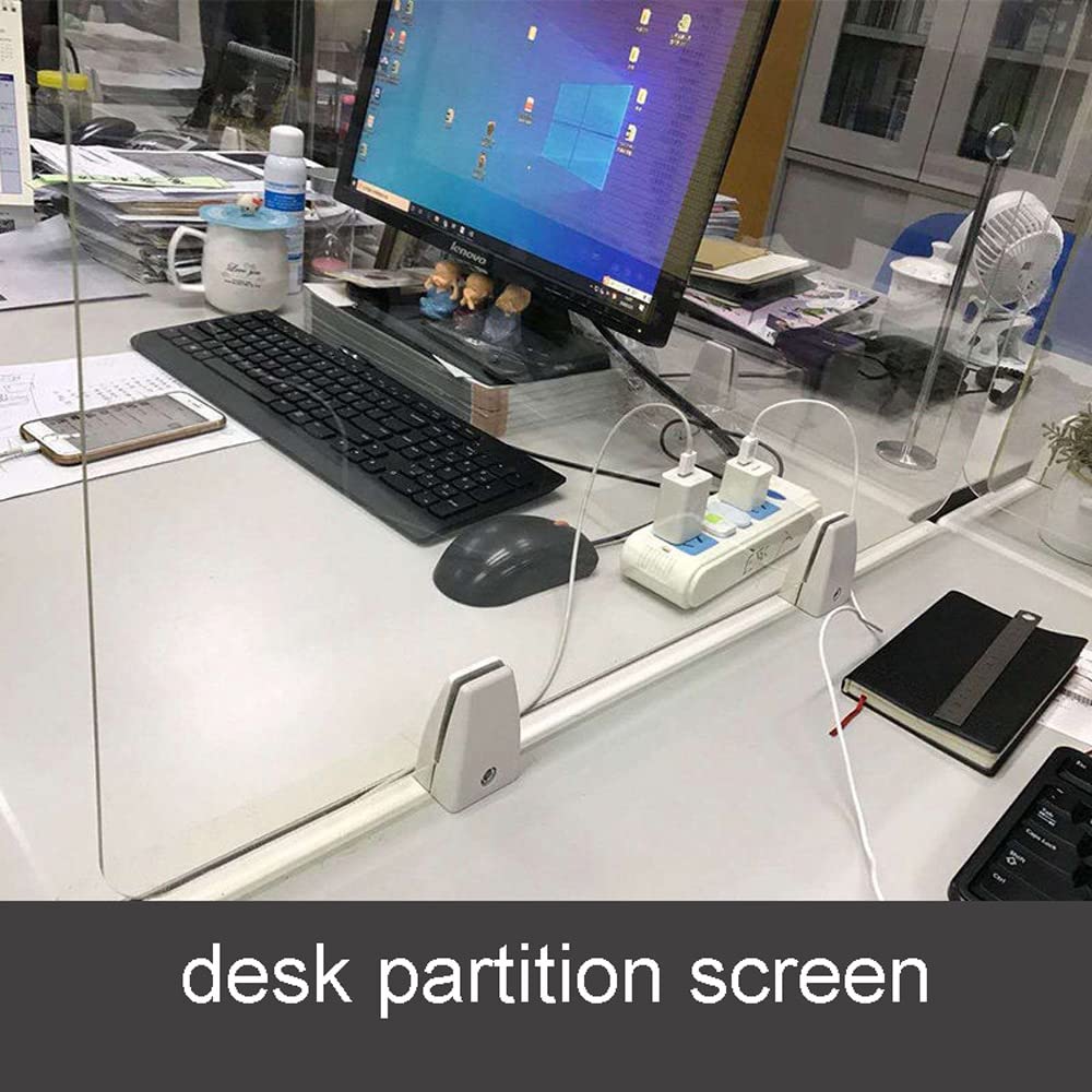Protector de estornudos acrílico transparente para escritorios escolares y mostradores de oficina, divisor de barrera de plástico protector para mesas, protección de pantalla para la tos
