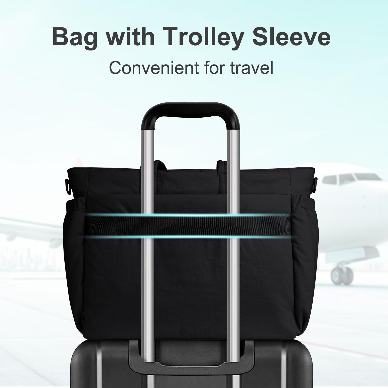 MOSISO Borsa Tracolla Fiocco Donna,15.6 pollici Borsa Tracolla Grande,Borsa Mano,Borse Shoulder per Scuola Lavoro Viaggi Palestra,Borse Shoulder Leggera con Scomparti Laptop,Fiocco&Tracolle, Nero