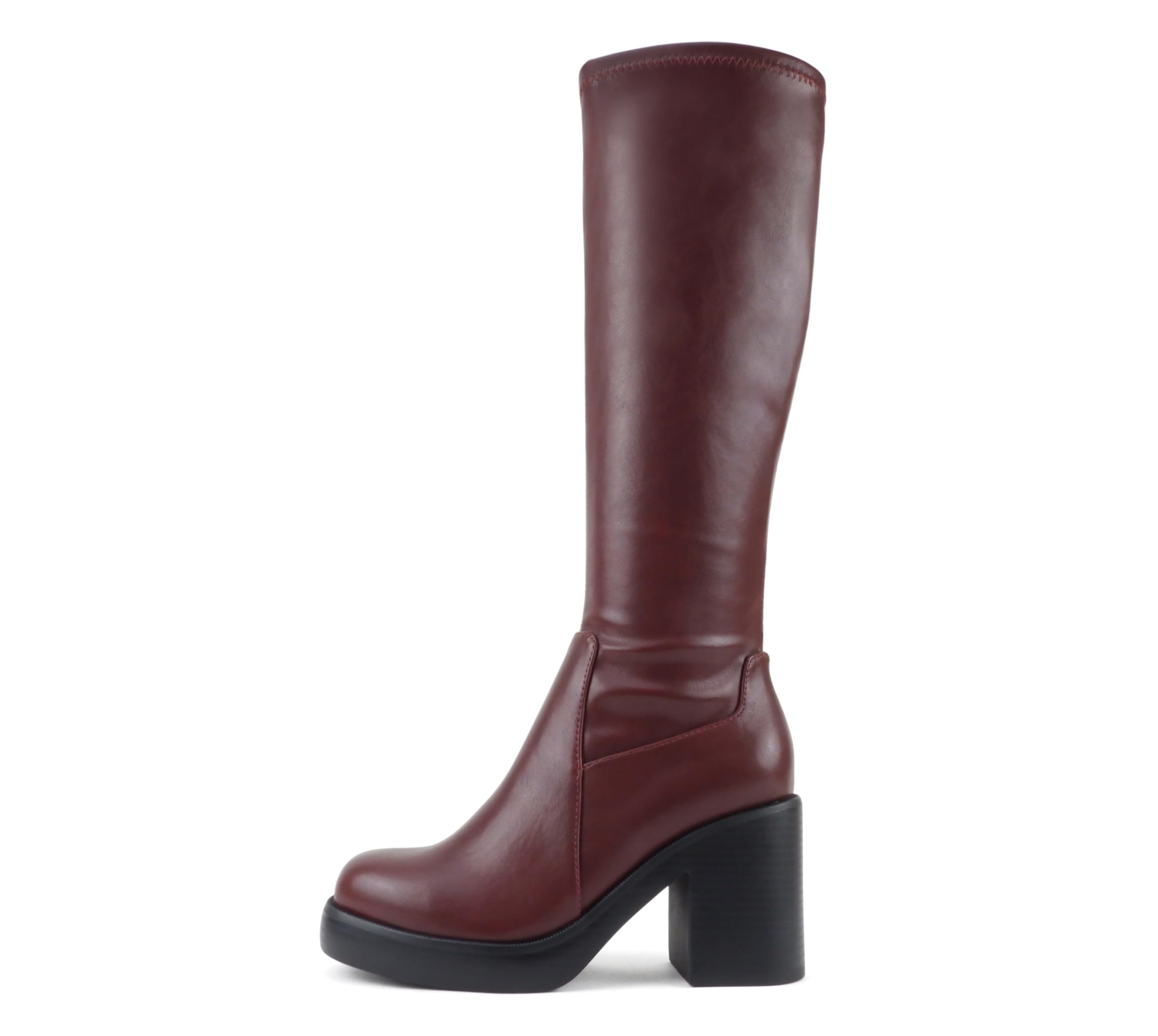 Soda Sonia Women Knee High Chunky Block Heel Platform Boots