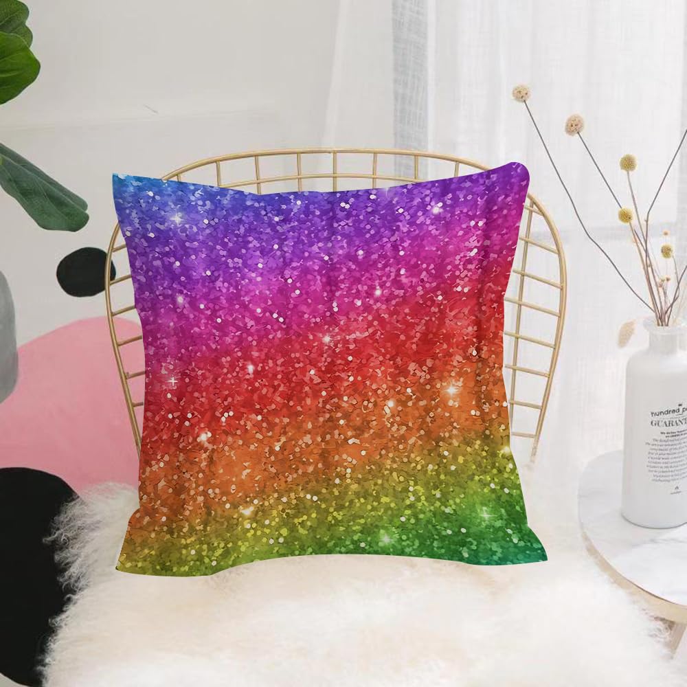 HYOSXW Cushion Cover,Throw Pillow Case Home Decorative for Living Room Bedroom Sofa Chair 16X16 Inch,Colorful, rainbow, gradient, plaid,Pillowcase 40X40cm