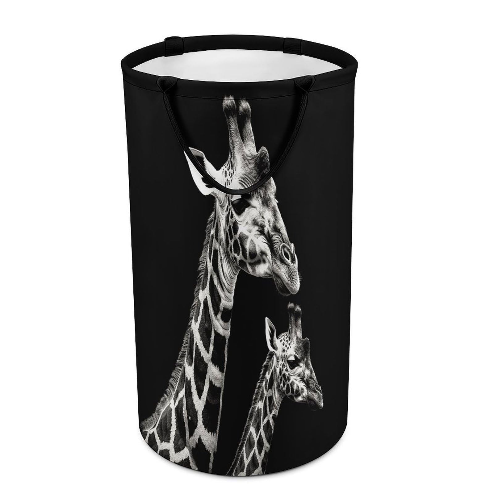 Black Giraffe Laundry Basket Large Foldable Laundry Hamper with Handles Freestanding Collapsible Clothes Basket Waterproof Portable Dirty Clothes Hamper for Bathroom 86L