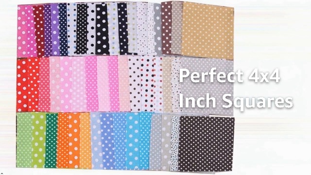 Image of 50Pcs 4 inch x 4 inch Top Cotton Craft Fabric Bundle Squares Patchwork DIY Sewing Scrapbooking Quilting Floral Dot Pattern Artcraft Polka Dot (10cm x 10cm)