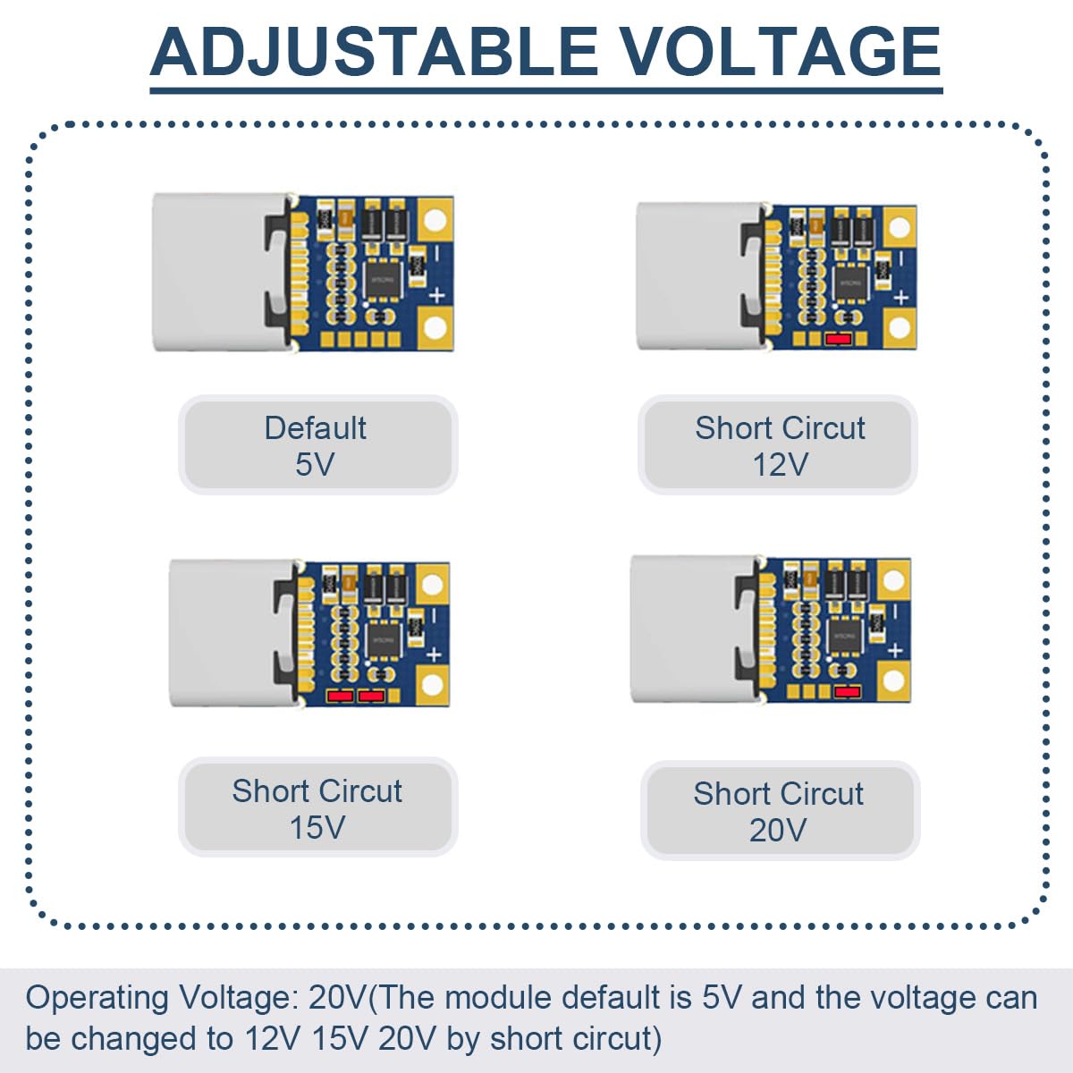 2 Stück 20 V 15 V 12 V 9 V 5 A PD2.0 PD3.0 USB Typ-C zu DC Power Trigger Modul Stromwandler Power Decoy Modul Buchse mit 8 Stück DC Stecker, DC Stromkabel