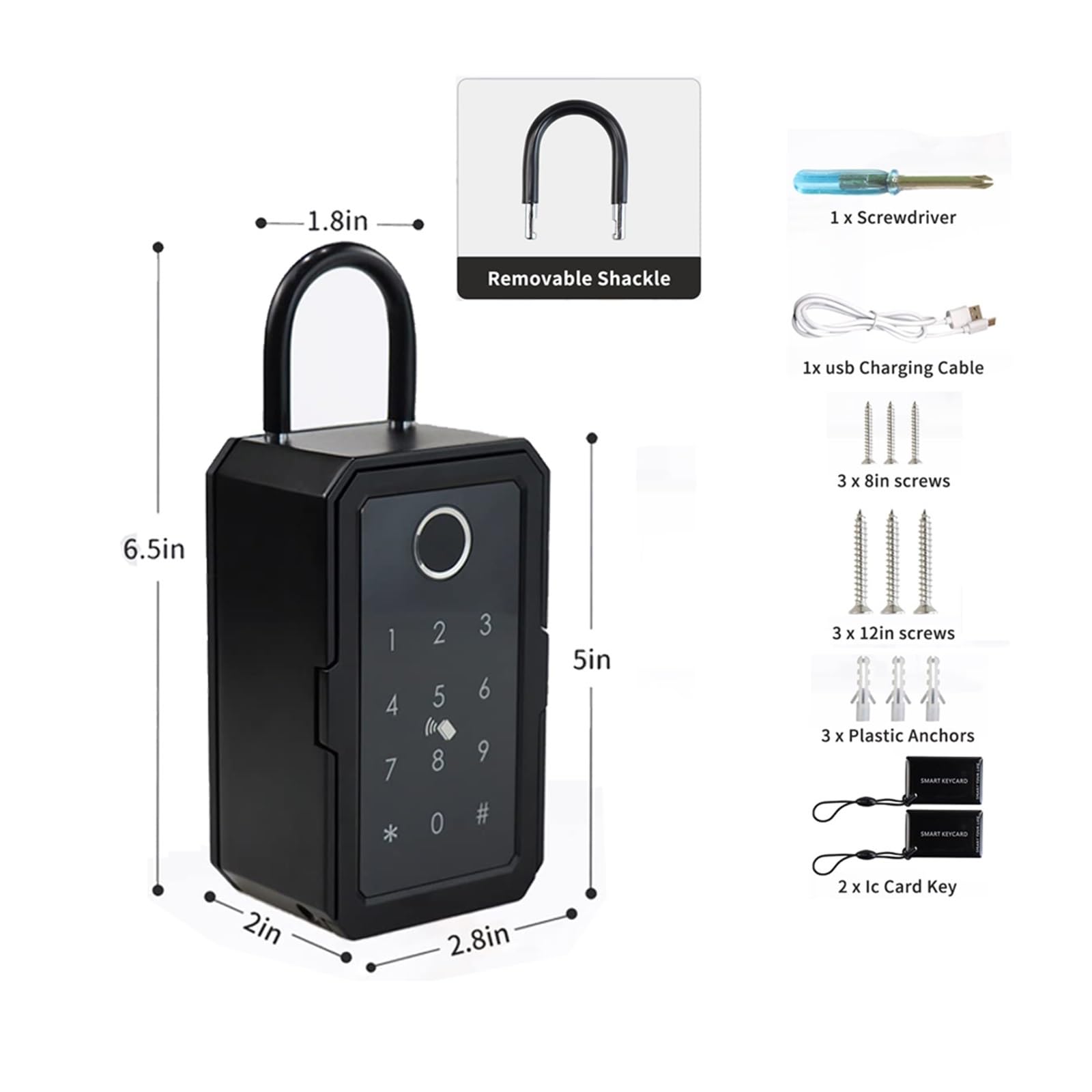 Smart Key Cabinet Fingerprint Lock Box IP65 Waterproof Wall Mounted Key Safe with Password & Phone Control for Rental Offices & Home Security