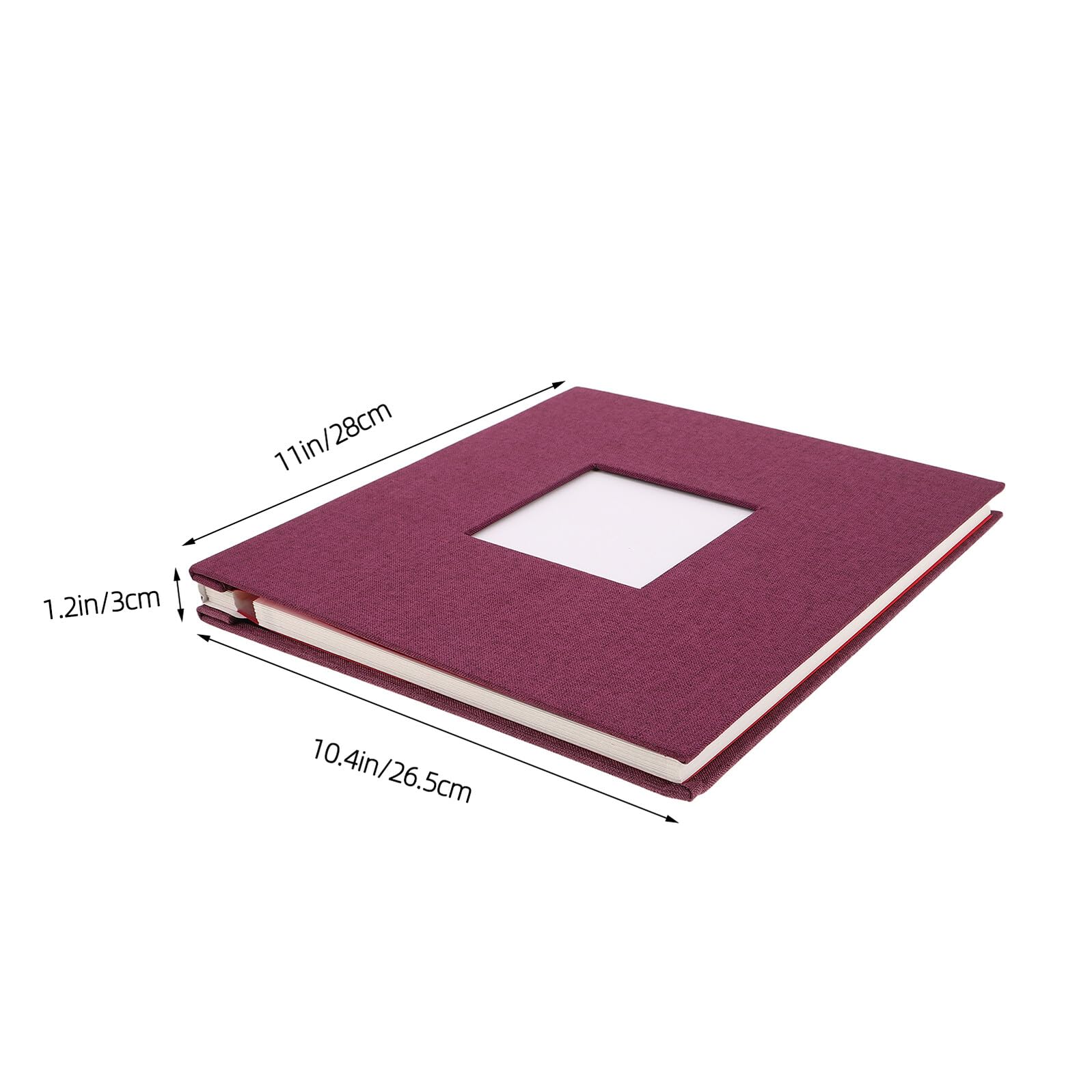 Álbum de Fotos Autoadhesivo de Lino con Ventana, 40 Páginas Púrpura