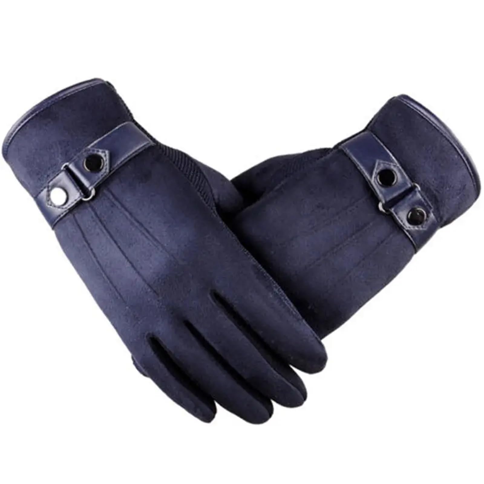 Guantes De Esquí para Hombre, Guantes De Cuero, Manoplas para Pantalla Táctil, Manoplas Térmicas con Forro Polar para Conducir, Guantes Gruesos De Invierno A La Moda,Blue