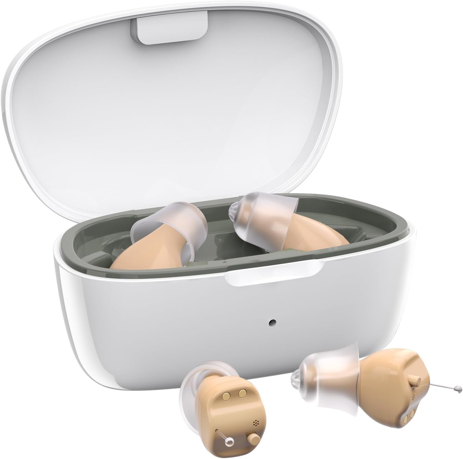 Hearing Aids for Seniors, Invisible Hearing Amplifiers with Noise Cancelling, Rechargeable Hearing Aids for Severe Hearing Loss Adults, Comfort In-ear Hearing Devices with Portable Charging Case