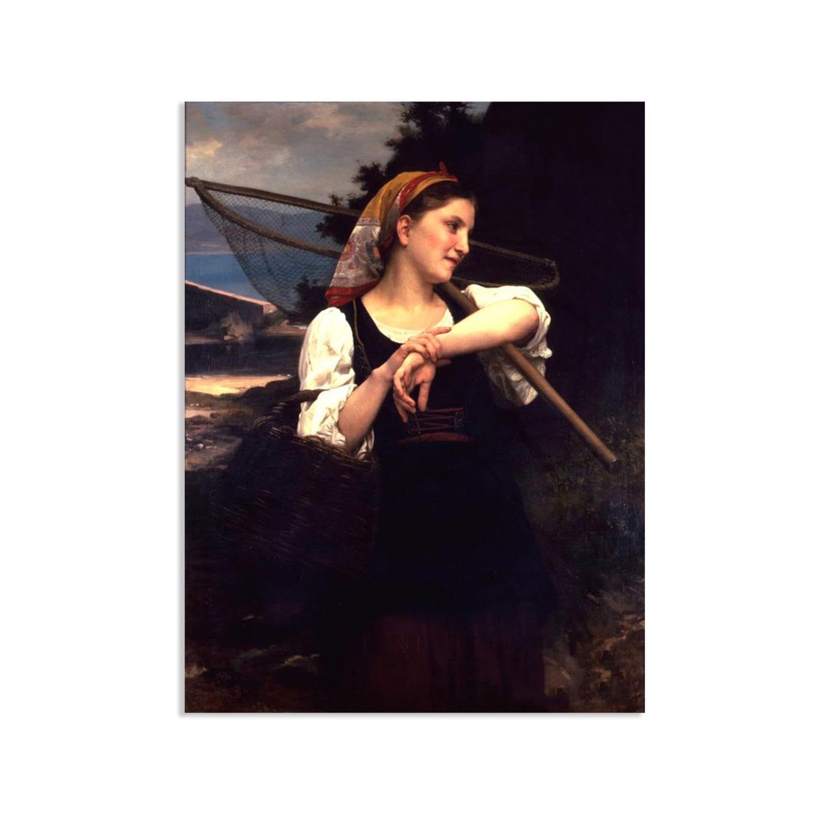 William-Adolphe Bouguereau Wall Art Daughter of Fisherman Print on Canvas Reproductions of Famous Paintings Wall Decor for Living Room Bedroom Bathroom Home Decor 42x30cm frameless