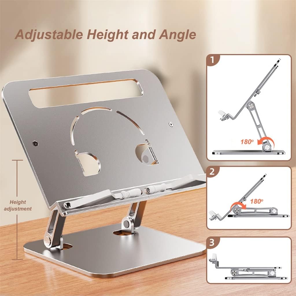 Adjustable Aluminum Book Stand Multi Heights Angles Cookbook Bracket Desk Reading Holder