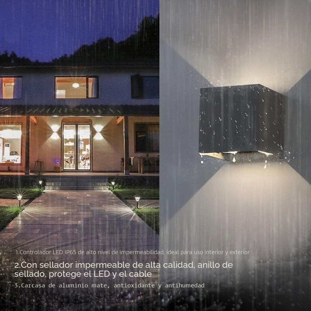 Klighten 2 Piezas Aplique Exterior Pared 12W 4000K Blanco Natural Aplique de Pared Ángulo de haz Ajustable Aplique Exterior Aluminio Impermeable IP65 (Gris oscuro)