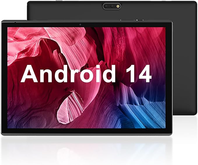 10 inch Tablet Android 14 Tablet PC, 10.1" Android Tablets DDR4 6GB RAM(4GB Expand) 32GB ROM 2MP+8MP Dual Camera WiFi-6 BT Support 1TB Expand 10 IN IPS Tab 6000mAh Battery Powerful Performance Tablets