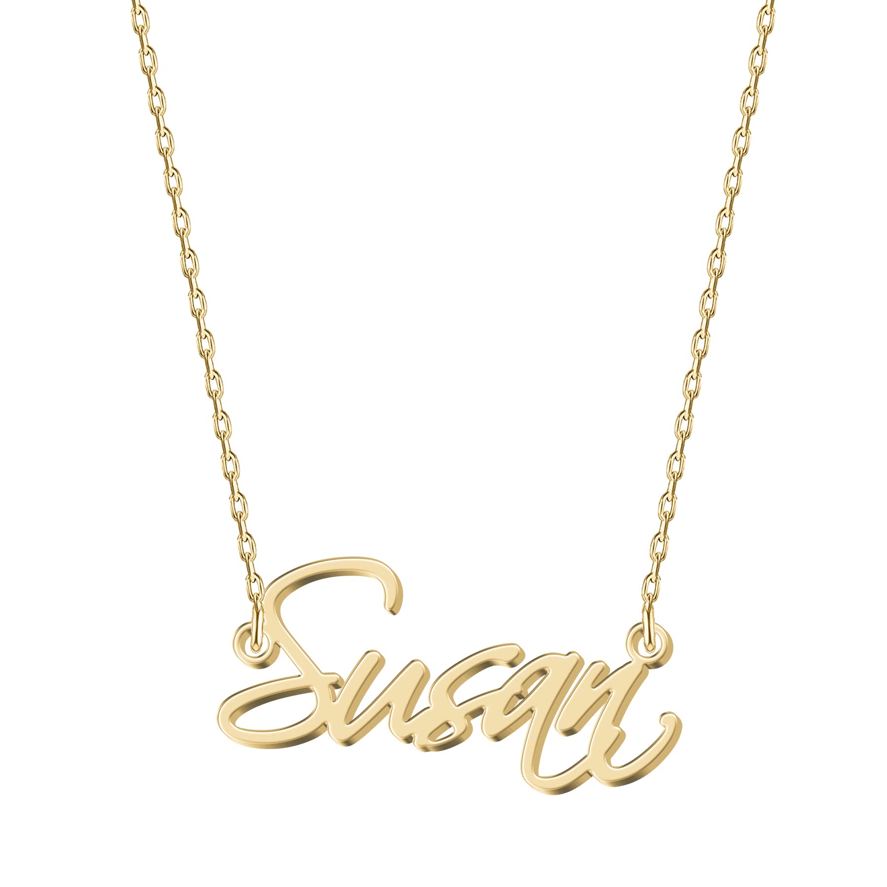 UMAGICBOX Personalized Name Necklace - Choose from 14 Font Styles - Customizable 18K Gold-Plated Pendant - Ideal Gifts for Birthdays, Valentines