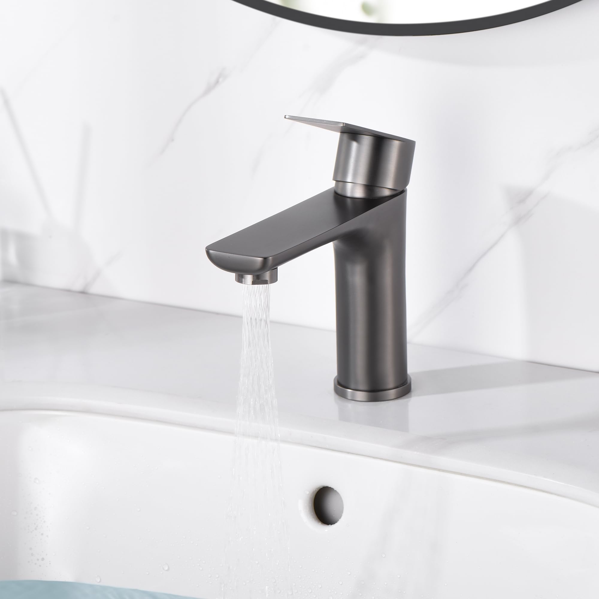 Grifos de baño para lavabo, acero inoxidable 304, monomando, color gris.