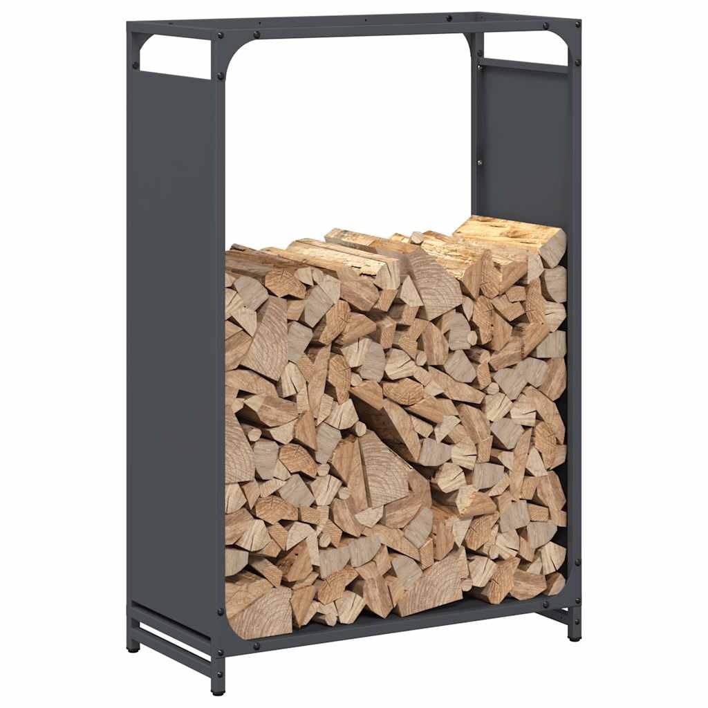 Mangloder - Estantería para leña de acero laminado en frío, color antracita, 60 x 28 x 90 cm, estantería para leña, soporte apilable, almacenamiento, almacenamiento en salón y jardín