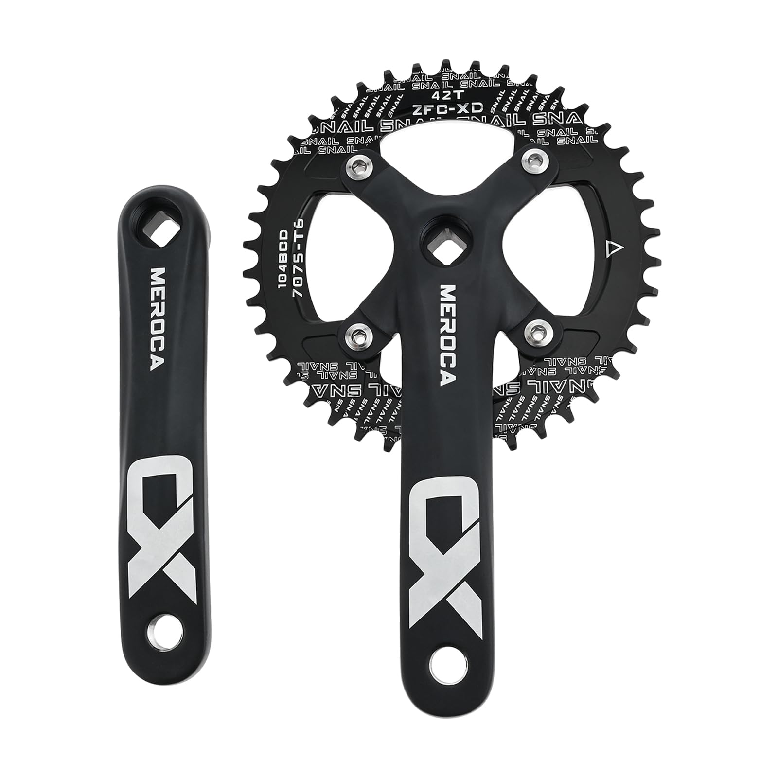 PETCHOR Square Taper Crankset MTB, Mountain Bike Single Speed Crankset, Bicycle Crank Arm Set 170mm 104BCD, 32T/34T/36T/38T Chainring & Bolts