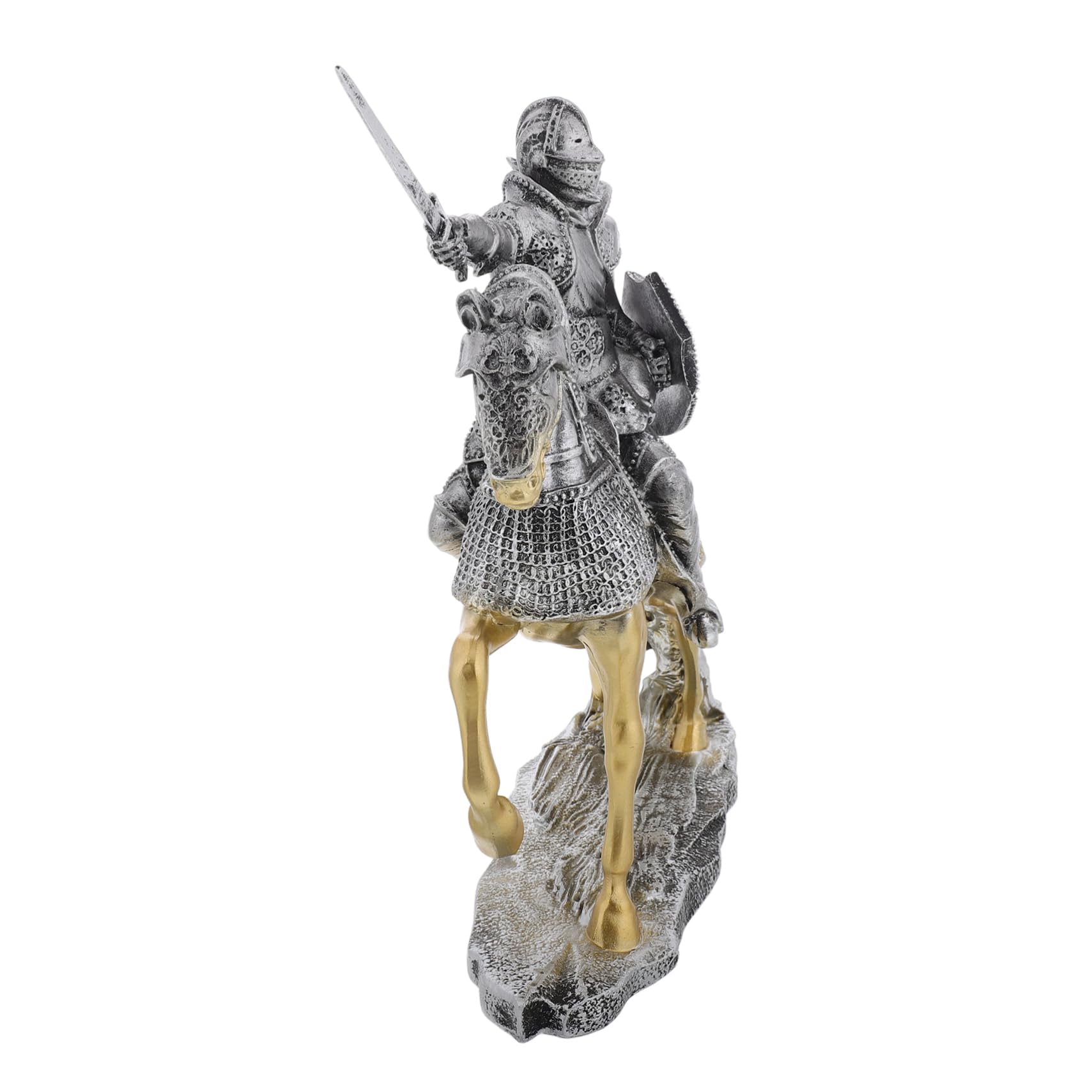 BESPORTBLE Vintage Ritter Figur aus Kunstharz für Tisch und Regal | Silberfarbene Dekofigur mit Feinen Details, für Wohnzimmer oder Büro Geeignet, Kompakt als Sammlerobjekt