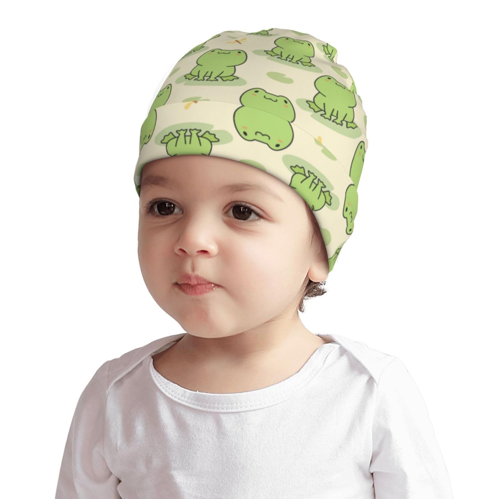 Funny Cute Frog Animal Kids Beanie Hats Warm Knit Beanie Cap Skull Caps Gifts Decor for Boys Girls White