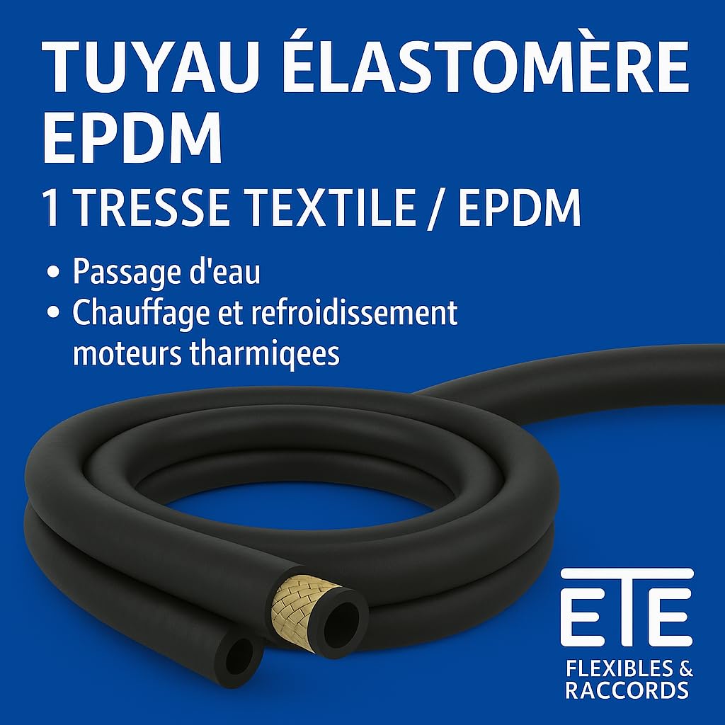 5 metros de manguera elastómero EPDM/1 trenza textil/EPDM – agua – Dimensión interior 25 mm – TEC 25 – DIN 73411