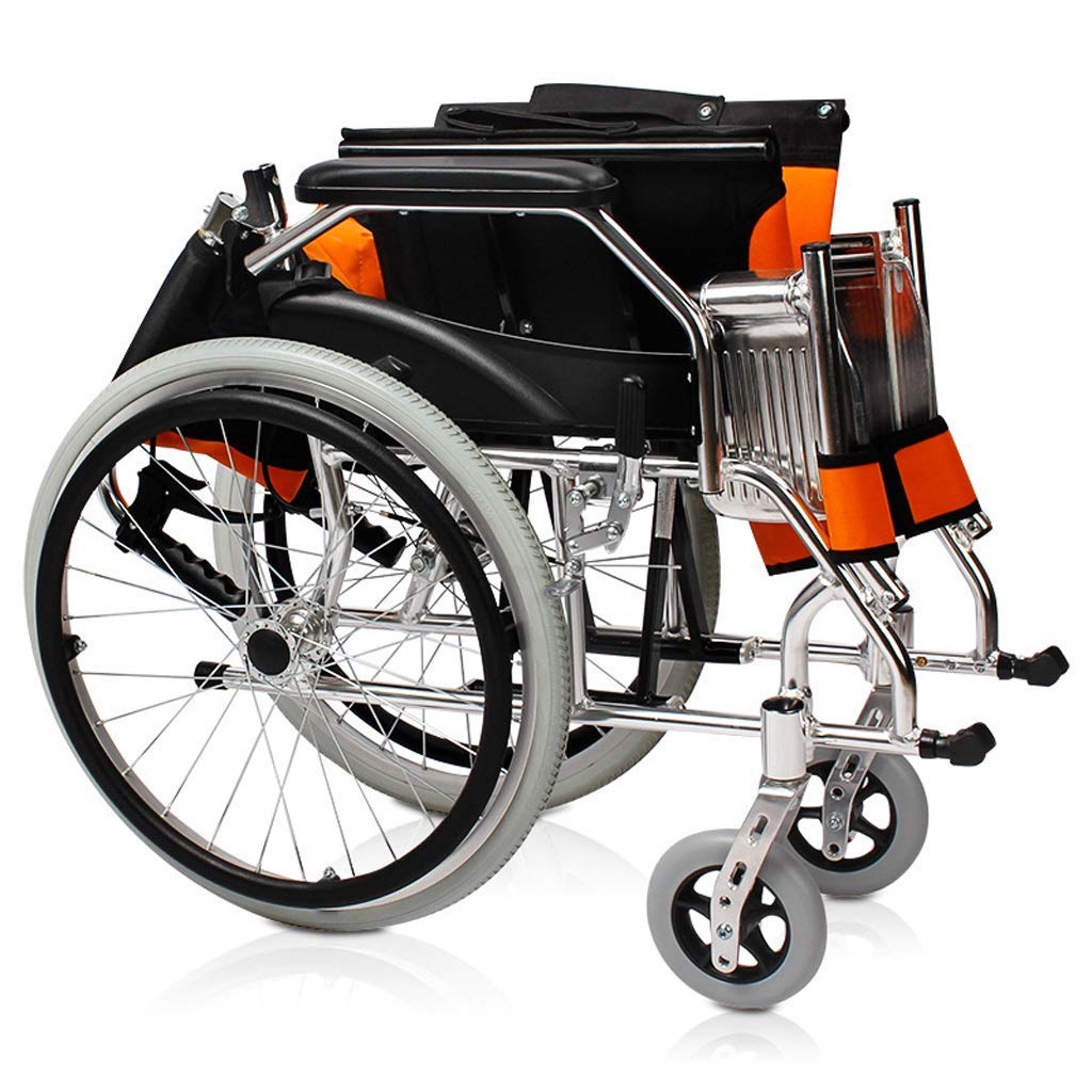 Sedia a rotelle,Ausili per la deambulazione del carrello per disabili del vecchio motorino pieghevole portatile manuale in lega di alluminio