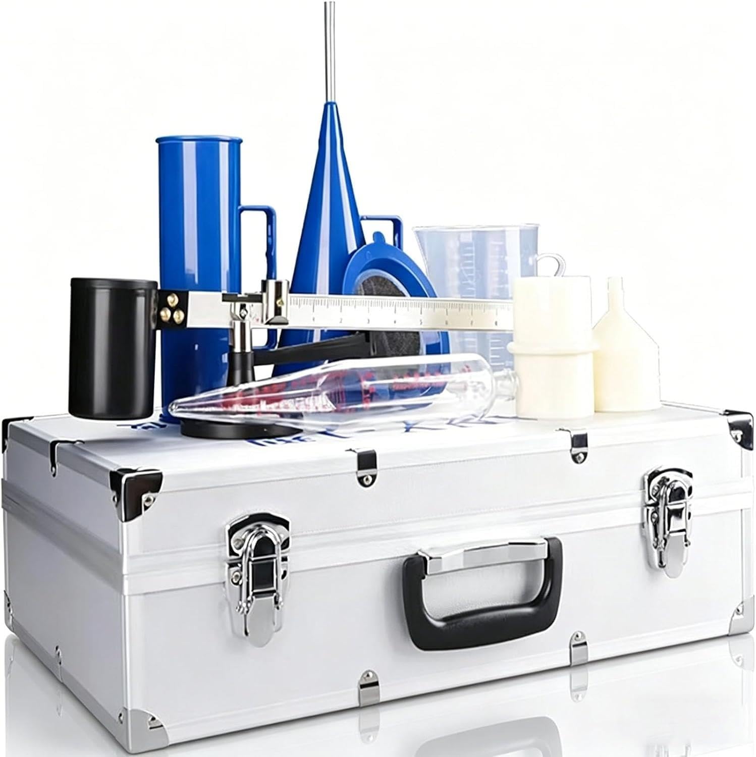 Zestaw Przenośnego Wiskozymetru Do Zawiesin, 3-częściowy Tester Z Lejkiem Marsha, Kubkiem Pomiaru Lepkości Oraz Aluminiową Skrzynką Precyzyjnych Laboratoryjnych Analiz Reologicznych