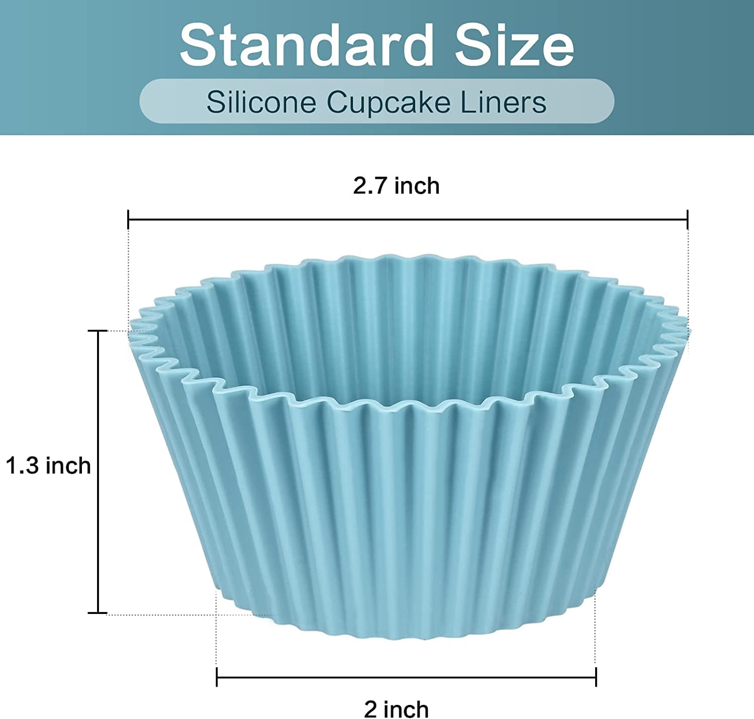 12 Pirottini Per Muffin In Silicone Riutilizzabili - Stampi Per Cupcake Antiaderenti, Senza BPA, 7.5x4 Cm, Adatti A Forno E Microonde