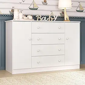 Cômoda Infantil 125cm 2 Portas e 4 Gavetas Encanto Multimóveis Mp4450 Branco